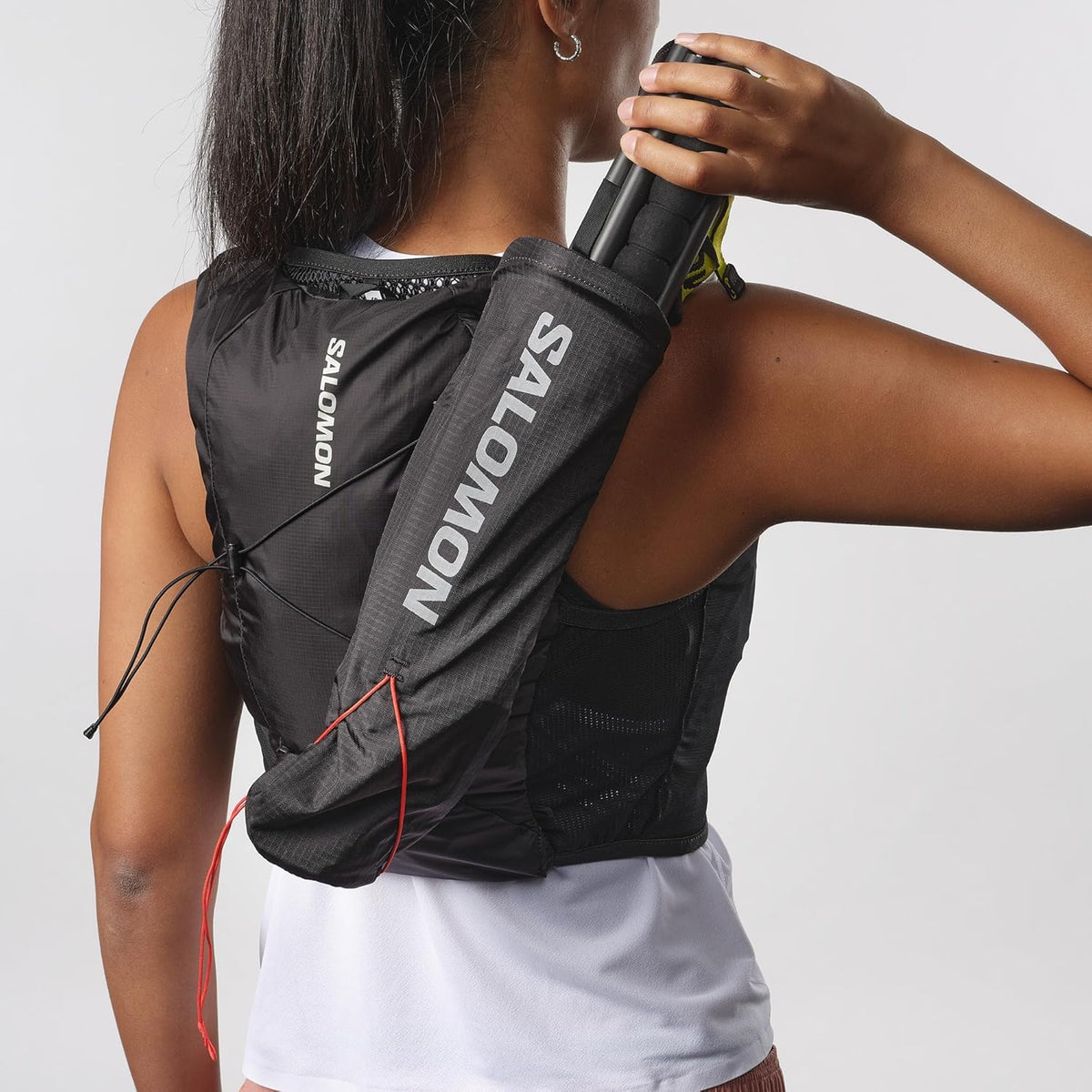 Gilet d’hydratation Salomon Active Skin 4 femme noir, organisation des poches