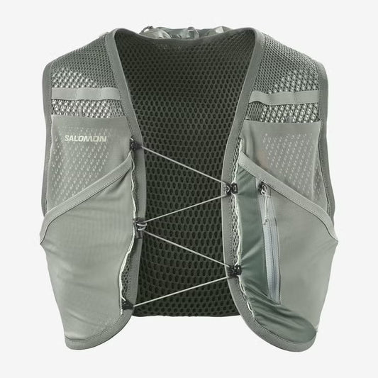 Gilet d’hydratation Salomon Active Skin 8 vert et gris, vue de face