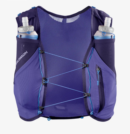 Gilet d’hydratation Salomon ADV Skin 5 bleu et violet, vue de face