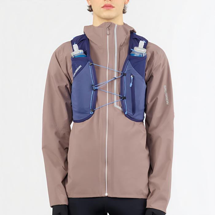 Gilet d’hydratation Salomon ADV Skin 5 bleu et violet, détail latéral