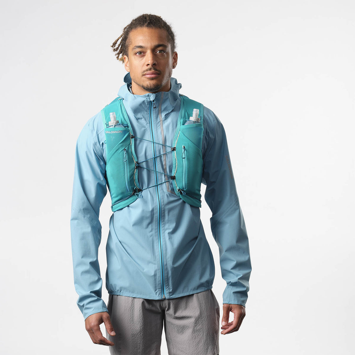 Gilet d’hydratation Salomon ADV Skin 12 bleu ciel, détail latéral