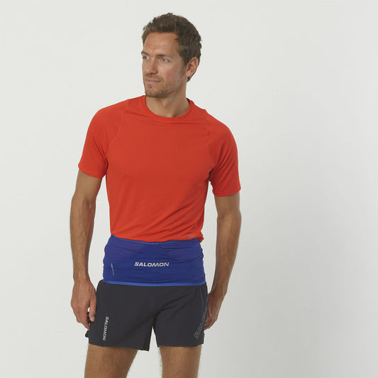 Ceinture de trail Salomon ADV Skin Belt bleu, vue de face