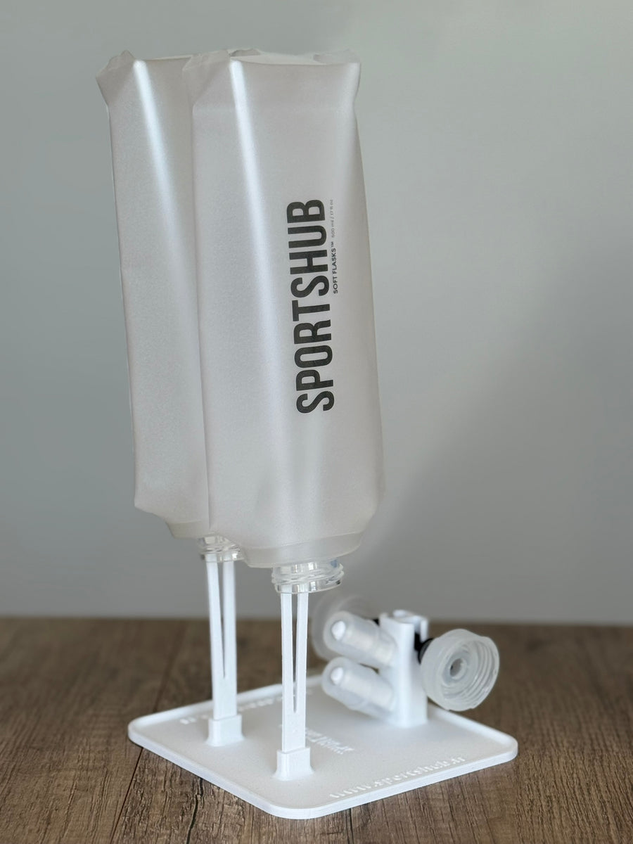 SportsHub-Trockenständer Weiß, mit Soft Flasks zum Trocknen