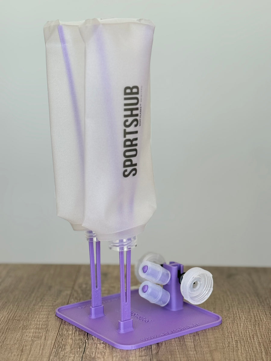 SportsHub-Trockenständer Violett, mit Soft Flasks zum Trocknen