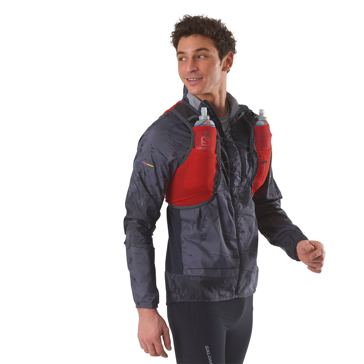 Salomon Active Skin 4 Rot/Grau Trinkweste, Detail der Fronttaschen