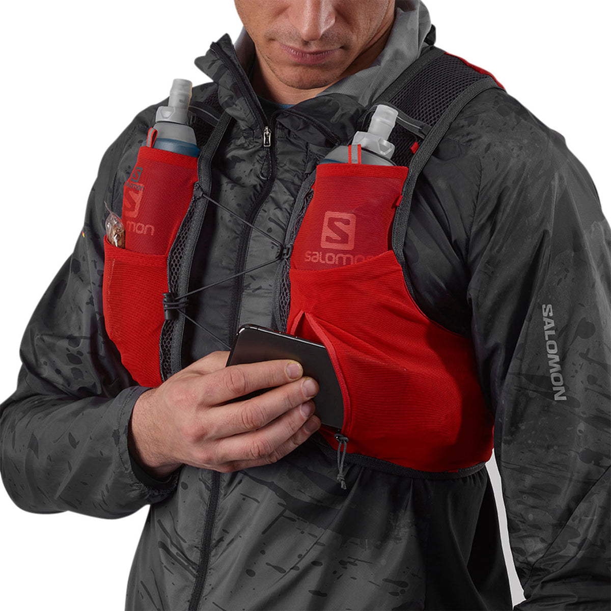 Salomon Active Skin 4 Rot/Grau Trinkweste, Vorderansicht